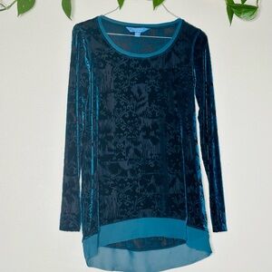 Vera Wang Long Sleeve Sheer Tunic Top